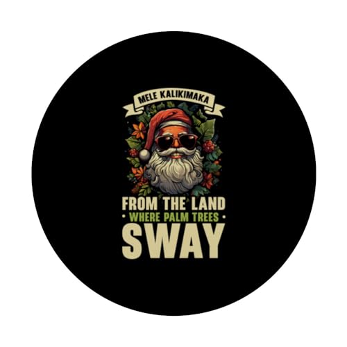 Mele Kalikimaka Santa Claus Tropical Xmas Hawaii Christmas PopSockets Swappable PopGrip, Black - Image 3