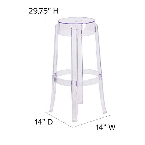 Butaco transparente de barra de Flash Furniture, altura 29,75 pulgadas, construcción duradera, para uso comercial miniatura 3