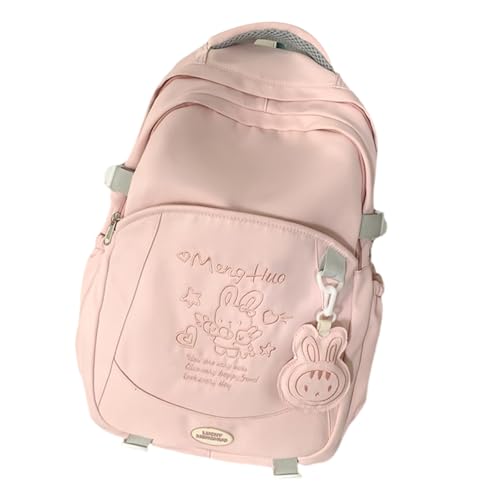 Aesthetic Cartoon Embroidery Backpack Large Capacity Multiple Pocket School Bag Junior High College Student Book Bag