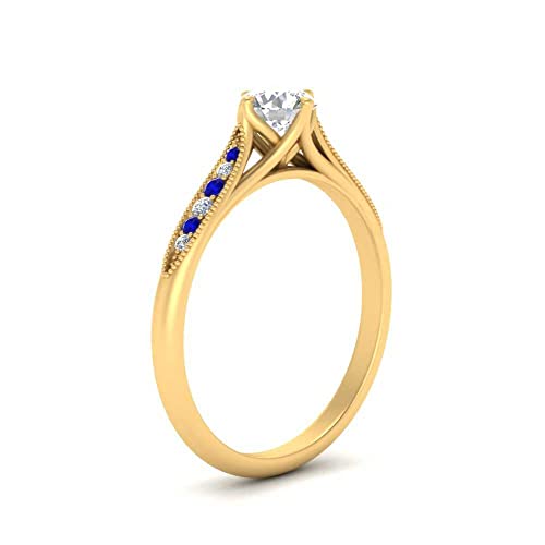 Image of Choose Your Gemstone Compass Point Ring Yellow Gold Plated Round Shape Vintage Engagement Rings Ornaments for Wife Symbol of Love Clarity Comfortable US Size 4 to 12