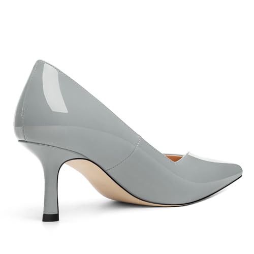 Image of Women Pointed Closed Toe 2.5 Inch Kitten Heel Slip On Pumps | Elegant Comfort Formal Dress Footwear, Versatile Ladies Shoes For Office Wedding Party Evening Daily Occasions
