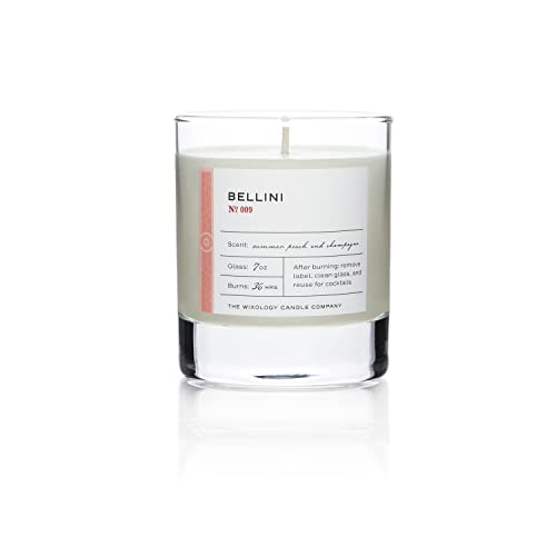Wixology Cocktail Inspired Peach Bellini Soy Candle - Peach And Champagne Scented Candle In Reusable Rocks Glass - Made In Kentucky - 7 Oz #TOP1