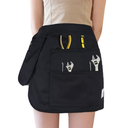 Delantal de peluquería unisex ajustable con bolsillos para camarero y carpintero