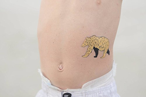 Temporary Tattoos for Boys and Girls | 77 Tattoos on 4 Sheets | Fun Metallic Tattoos for Kids | Black, Silver, Red & Gold Tattoo Bears Wolves Turtles Lizards Spiders Birds and More | Twink Designs