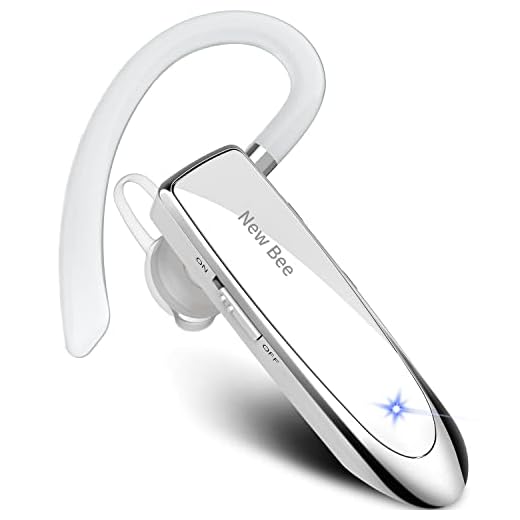 New bee Bluetooth-headset V5.0 Handsfree Bluetooth-hörlurar med 24 timmars samtalstid och mer 60 dagars standby med headsetfodral för iPhone, Android och laptop