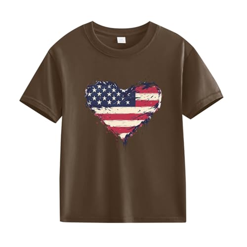 Girls Boys 4th of July Patriotic T-Shirt Short Sleeve American Flag Tees Cute Crewneck Tops Teen Kids Toddler Trendy Tops3