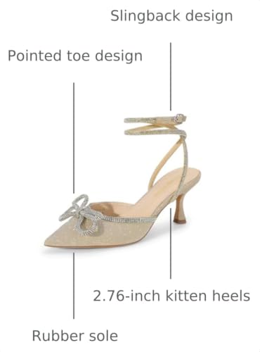Image of DREAM PAIRS Kitten Rhinestone Bow Ankle Strap Closed Heels