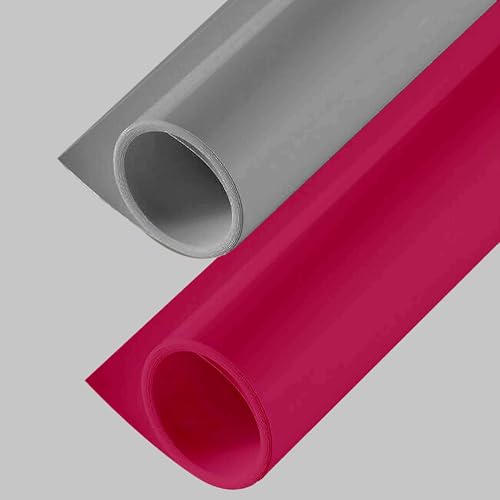 Image of SMILEDRIVE Photography Background Sheets, 60 x 120 cm, Grey & Maroon | Waterproof, Wrinklefree, PVC Material