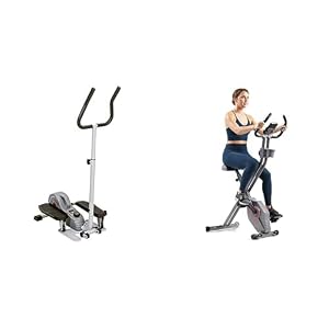 Sunny Health & Fitness Magnetic Underdesk/Standing Portable Ellittical Machine + Smart Folding X-Bike, Portable Compact Exercise Bike, 14-Level Magnetic Resistance