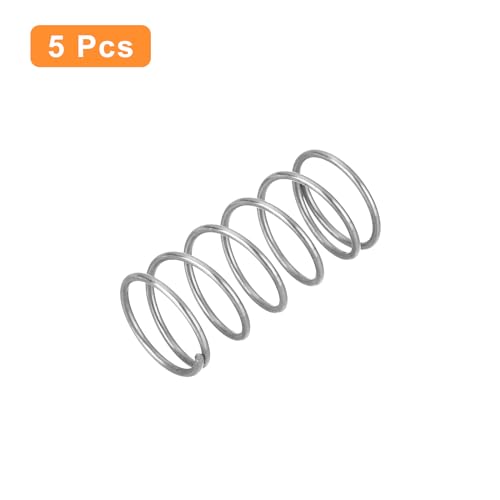QUARKZMAN 5 Stück Druckfeder, 0.9 x 12 x 25 mm Druckfedern Feder Federn Zugfeder Zugfedern Spring Spiralfeder Spiralfedern Sprungfeder Stahlfeder 304 Edelstahl, Silber