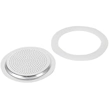 Moka Pot Seal Gasket, Silicone Seal Gasket with Filter for Coffee Moka Stovetop Pot Stovetop Espresso Coffee Maker Replacement Parts1 cup+sieve