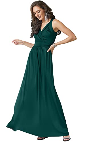 Image of KOH KOH Womens Long Sleeveless Flowy Bridesmaid Cocktail Evening Gown Maxi Dress