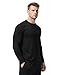 RGJU Mens Long Sleeve T-Shirt Triblend Thermal Shirts Fitted Crewneck Plain Tshirt Stretchy Base Layer(Black,M)