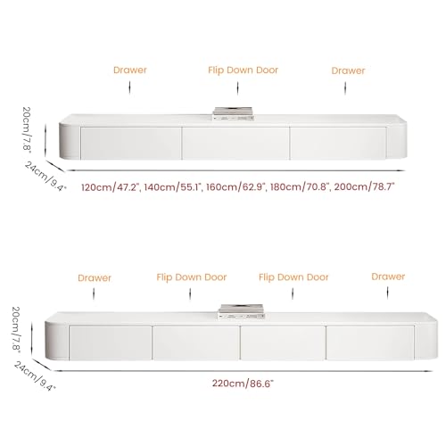 Support d'étagère TV blanc flottant console multimédia murale et meuble de rangement - 7