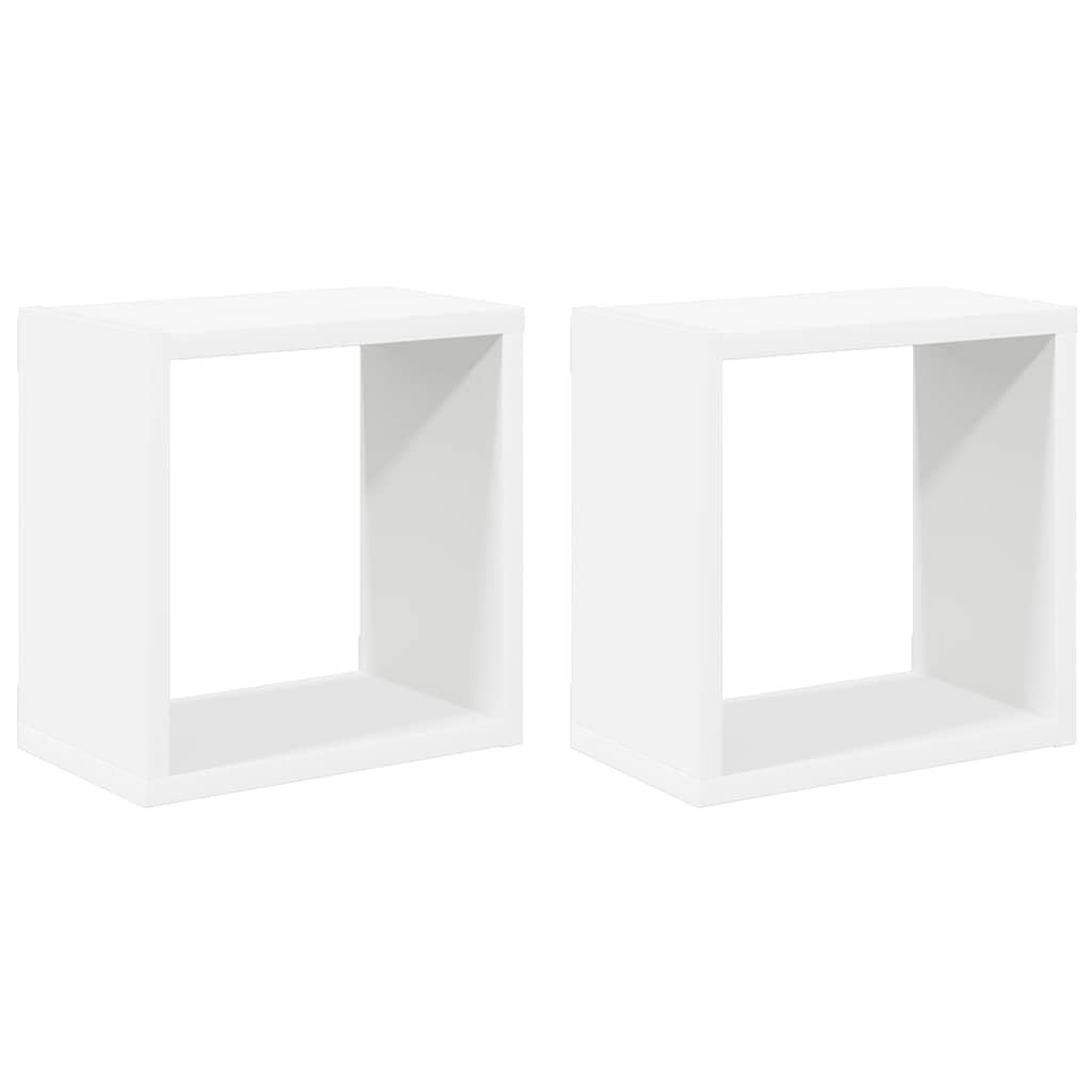 vidaXL 2X Etagères Cube Murales Etagères Suspendues Etagères Flottantes Salon Chambre Salle de Séjour Maison Intérieur Blanc 26x15x26 cm