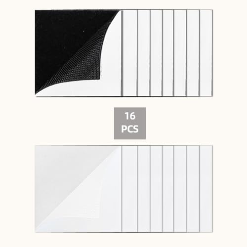 Image of 16 Sets 2.3 x 2.3 Inch Self Adhesive Hook and Loop Tape-Industrial Grade Strong Adhesive Dot Double-Sided Tape Can Be Used for Home, Car, Office Wall Decoration Or Carpets