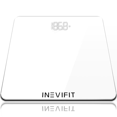 Inevifit Báscula De Baño, Báscula De Baño Digital Altamente Precisa, Mide Con Precisión Un Peso De Hasta 400 Lb Blanco X-Large Plataforma 12.3 X12.3