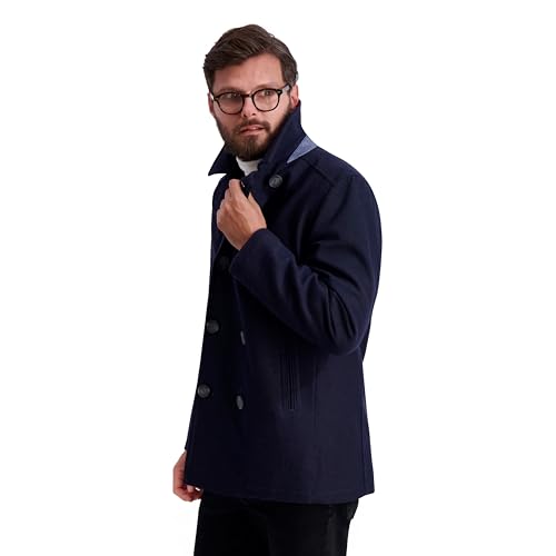 Image of Nautica Men's Wool Blend Peacoat - Double-Breasted Winter Coat, Regular, Big & Tall Sizes