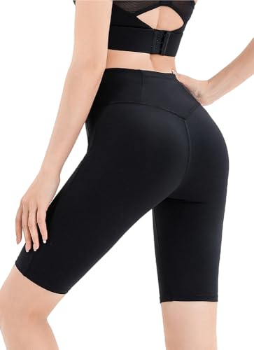 DAISHA LTD Women's High Waisted Tummy Control Shapewear Workout Pants Biker Shorts. Butt Lifting Short Athletic Leggings Black