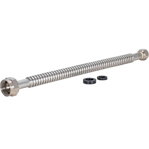 Image of Eastman 18 Inch WaterFlex Water Heater Connector, 3 /4 Inch FIP x 1 Inch FIP, Stainless Steel Corrugated Water Heater Supply Line, 437518