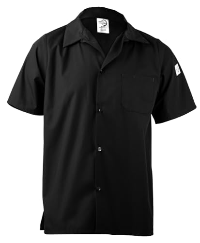 Image of Mercer Culinary M60200BKM Millennia Unisex Cook Shirt with Wicking Mesh Back, Medium, Black