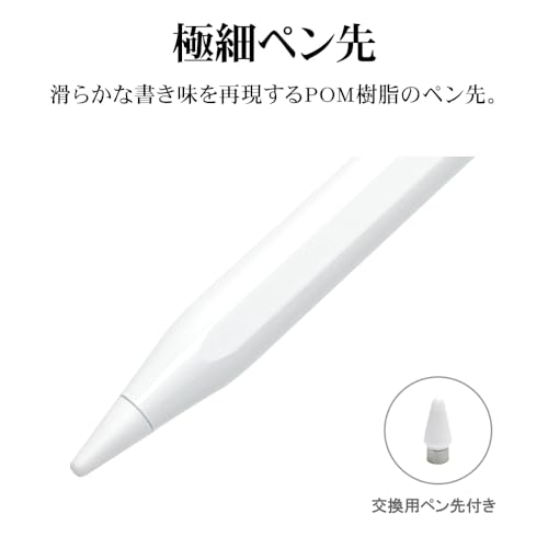 ラスタバナナ スマホ タブレット 充電式 タッチペン Type-C 高感度 静電式 極細ペン先 電池残量表示付 ホワイト RTP13WH