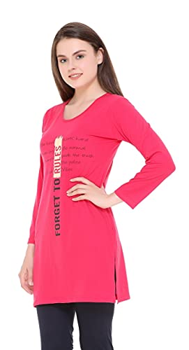 Image of In Love Women's Plus Size Printed Long Tops, Round Neck 3 /4 Sleeve Relaxed Fit Longline T-Shirt Tunic