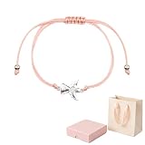 JOVYTH Pulsera Ángel de la Guarda con Cristales, Cuerda Trenzada Ajustable. Set Regalo: Caja Rosa Claro 9x9x1.6cm + Bolsa Rosa/Blanco. Perfecto para Comunión, Bautizo, Confirmación o Inicio Escolar.