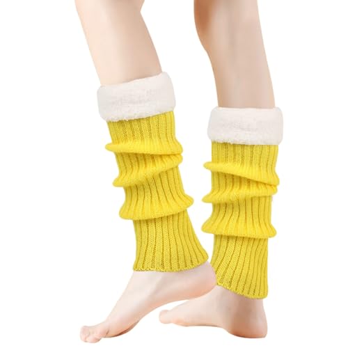 Image of Winter Leg Warmers for Women and Girls Warm Knitted Socks Knitted Wool Crochet Long Boot Socks New Year's Day Socks Christmas Socks