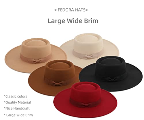 Pro Celia Big Wide Brim Women Fedora Hat (Oval-Rice) #TOP5