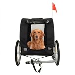 Aptliton Dog Bike Trailer for Medium Dogs, Folding Pet Bicycle Carrier with Universal Hitch, Heavy Duty 40kg/88lbs Cycle Cart with Rain Cover & Safety Flag