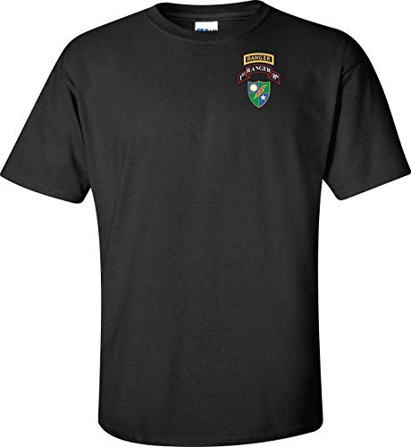 MilitaryBest U.S. Army 1st Ranger Battalion 75th Ranger Regiment with Ranger Tab T-Shirt Black