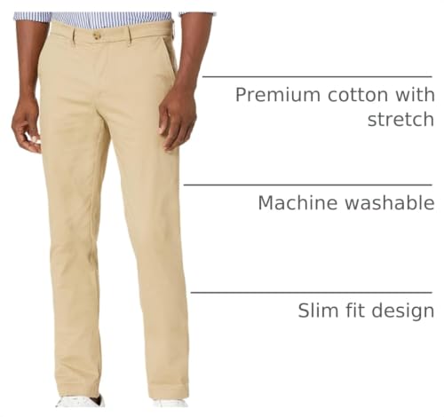 Image of Tommy Hilfiger Men's Stretch Cotton Chino Pants in Slim Fit