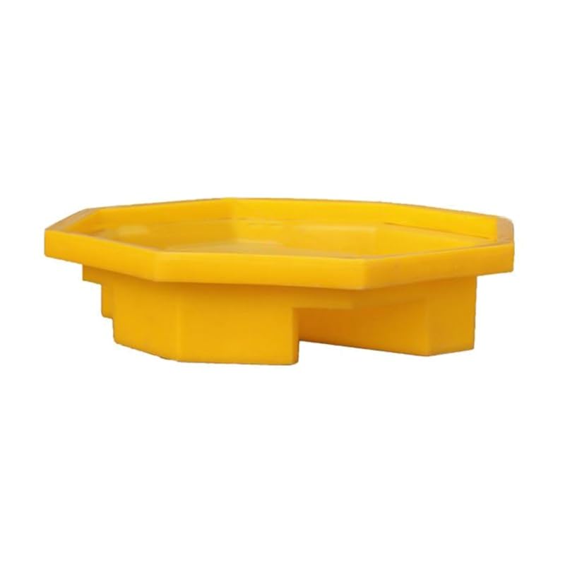 Plataforma de contención resistente, juego de 2 bandejas modulares para palés a prueba de fugas con drenaje de 1/2 capacidad para garaje y cocina, amarillo duradero, 130 x 69 x 15 cm, amarillo, 5