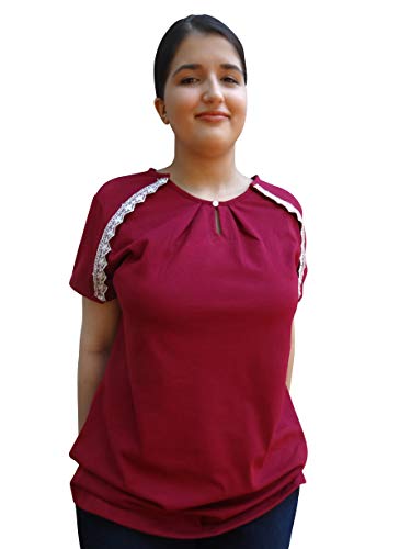 Blossom Breeze SureCare Post Surgery Wear | Womens T-Shirt | XXXL Classic Burgundy