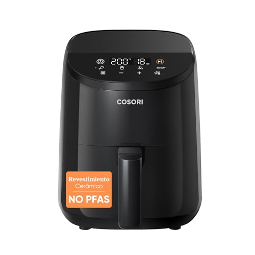 Cosori Air Fryer 2L, Freidora de Aire Compacta con Revestimiento Cerámico Sin PFAS, Airfryer con Temperatura y Tiempo Ajustables, 30 Recetas en Línea, Apta para Lavavajillas, Silenciosa y Eficiente