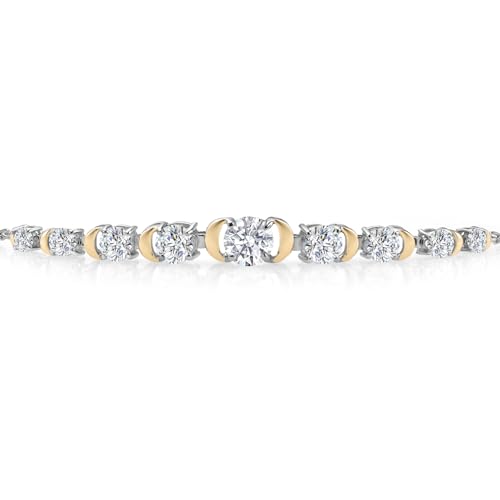 Gem Stone King 1.70 Cttw Round Lab Grown Diamond Graduated Bracelet For Women | 925 Silver and 10K Yellow Gold | DEF Color | VVS-VS Clarity | Adjustable Bolo Bracelet | Easy-On Easy-Off3