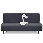 Granbest Water Repellent Futon Cover High Stretch Armless Sofa Covers Foldable Sofa Bed Covers Jacquard Futon Slipcover Waterproof Furniture Protector for Kids, Pets (Futon, Gray)