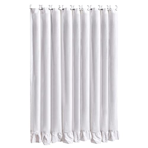 HiEnd Accents Lily White Washed Linen Ruffled Shower Curtain, 72x72 inch