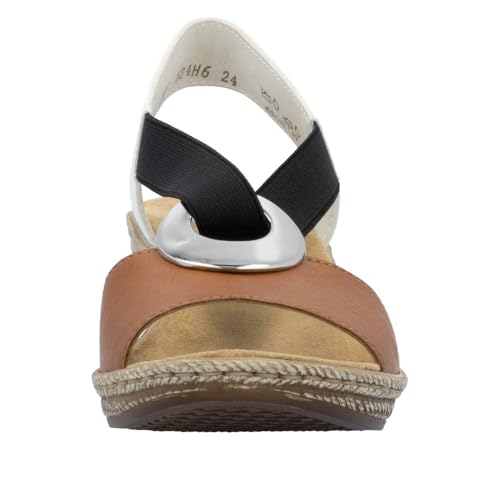 Image of Rieker 624H6 Fanni Women's Wedge Sandals - Lightweight, Comfortable and Supportive - Slip On Sandals with Cushioned Insole and High Wedge for Everyday Stylish Wear