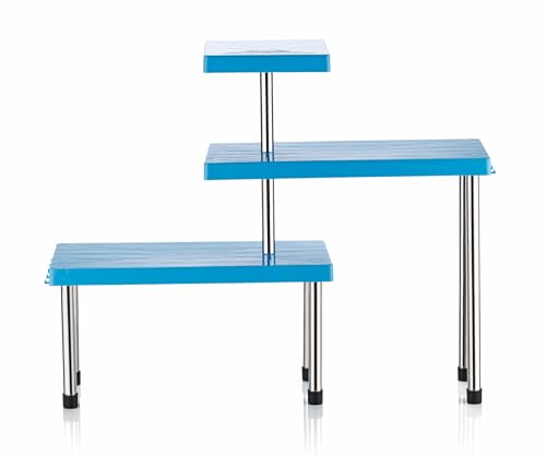Image of Rack for Kitchen Storage, Corner Shelf for Kitchen, Organizer Rack, 3 Tier Spice, Oil Stand, Tabletop Adjustable Rack for Makeup, Office(Blue)
