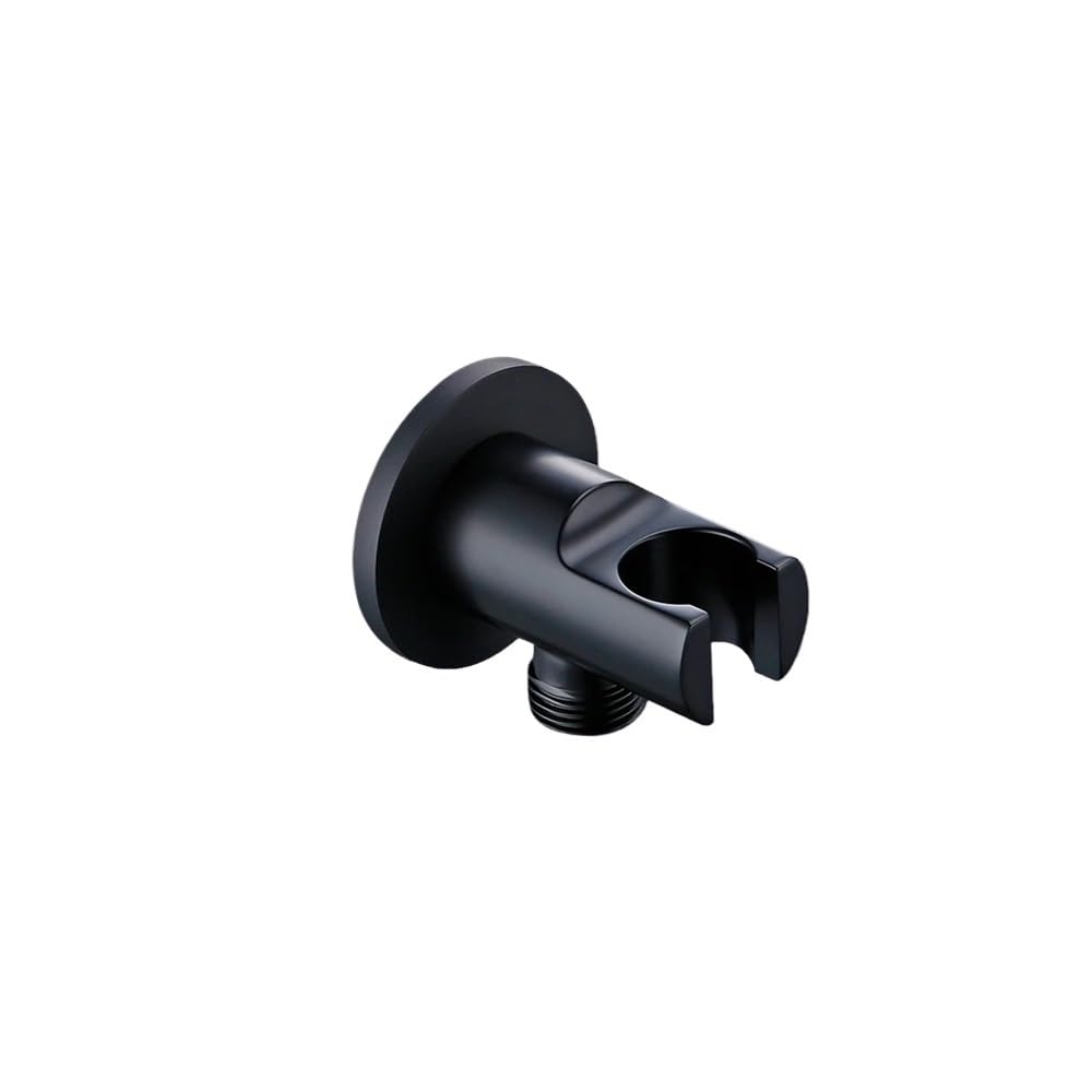 Schwarzer runder Duschhalter, Messing, Wandmontage, Badezimmer-Wasserhahn, Ersatzstütze, Handbrausehalterung (schwarz)