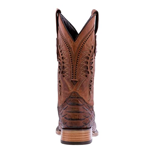 Texas Legacy Mens Cognac Cowboy Boots Western Wear Snake Print Square Toe3
