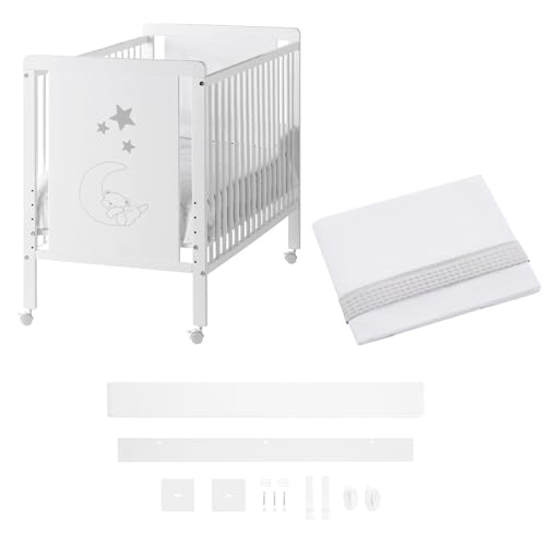 Cuna colecho Indi 120x60, Kit colecho para unir la Cuna a la Cama y Bajera con Encimera CoolDreams
