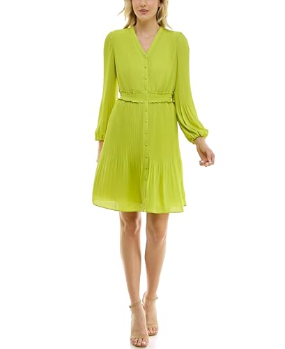 Nanette Nanette Lepore Women's Button Up Fully Lined Dress with Full Body  Pleat, Smock Waist and Pleated Blouson Sleeves, Citrine, 4 at Amazon  Women's Clothing store