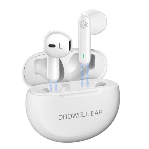 Hearing Aids, Rechargeable Hearing Aids for Seniors & Adults - Adjustable 5-Level Volume 35dB Hearing Amplifiers with Portable Charging Case Large Battery with 80 Hours of Use (Pair White)