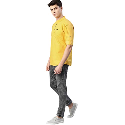 Image of Urbano Fashion Men's Cotton Full Sleeve Casual Shirt with Mandarin Collar Slim Fit