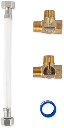 Camco Camper/RV Water Heater By-Pass Kit - Designed to By-Pass Camper Water Heater During RV Winterizing - Features 8-Inch Nylon Reinforced Hose with 2 Brass Valves (35953)