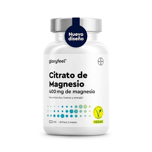 Citrato de Magnesio 2500mg - 400mg de Magnesio elemental al día - 210 Cápsulas - Magnesio de alta biodisponibilidad y dosificación - Probado en laboratorio, sin aditivos