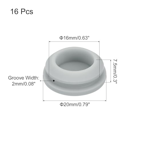 Image of MECCANIXITY 16pcs Silicone Snap in Locking Hole Plugs,16mm /0.6 Inch Mounting Diameter Narrow Groove Width 2mm Panel Seal Cover Round for Kitchen Bulkheads Waterproof Sealing Plugs Grey